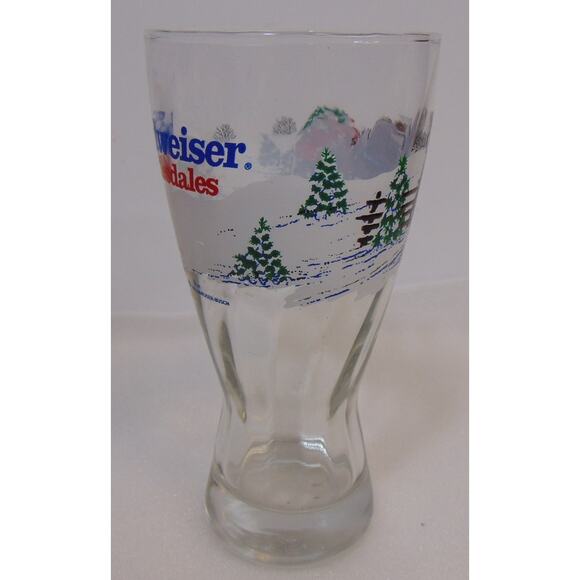 Vintage Pilsner Beer Glasses 1995 Budweiser Winter Clydesdales Set Of 6 Box Rare - Picture 9 of 14